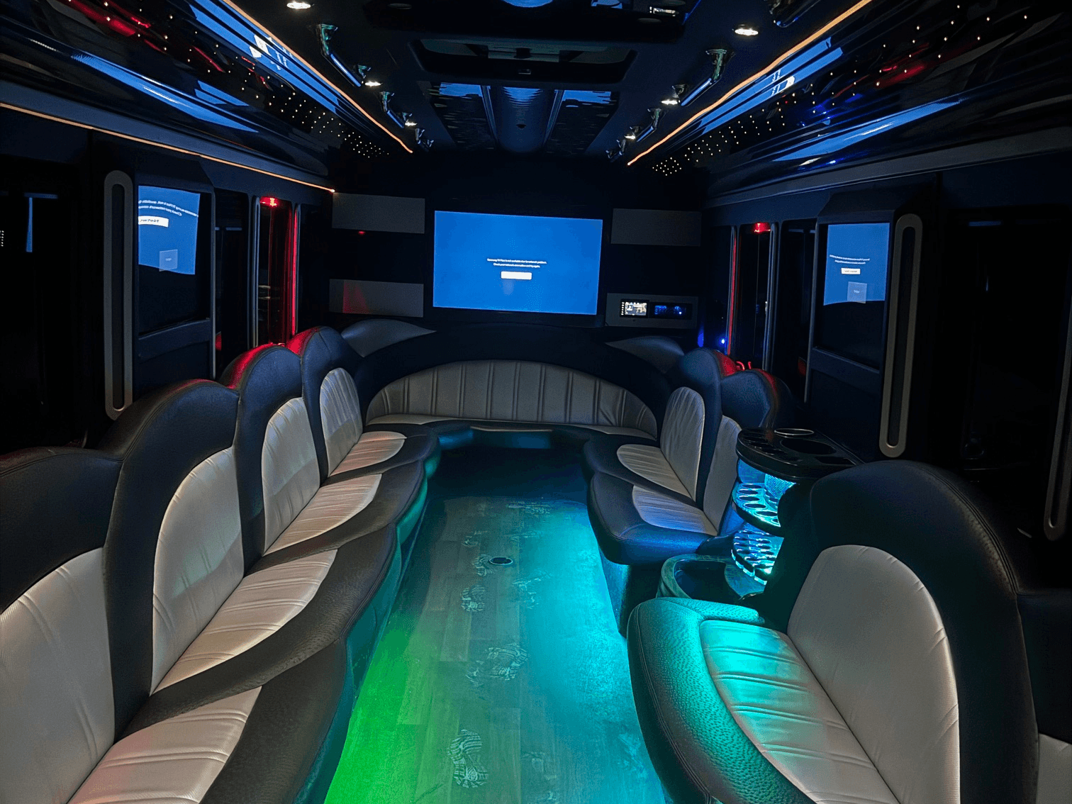 28 Passenger Limo Party Bus Black