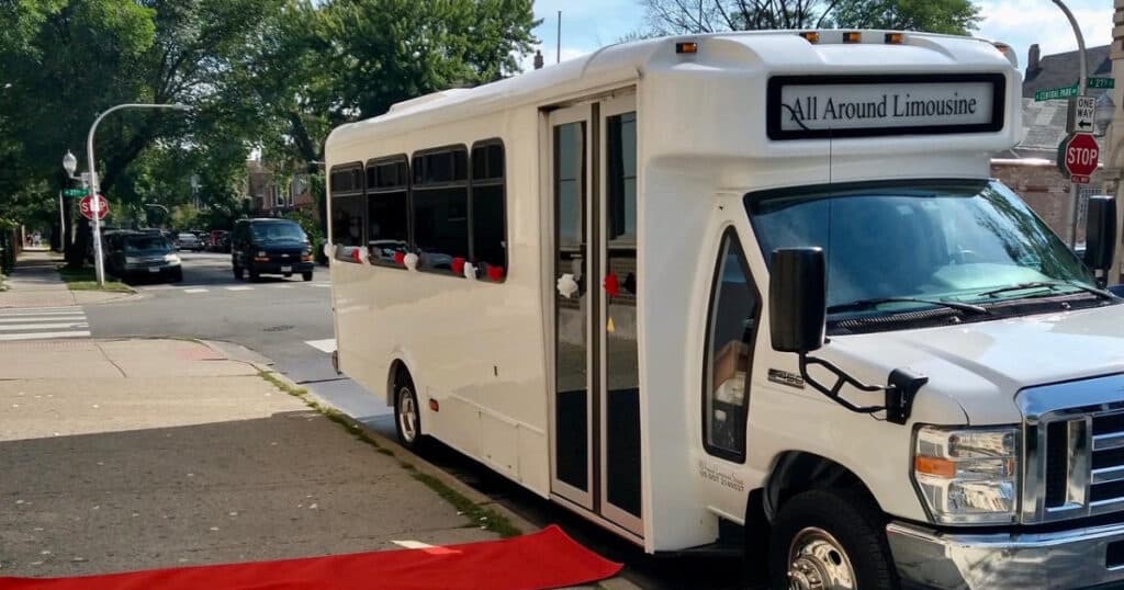 White Limo Bus 14 Passenger