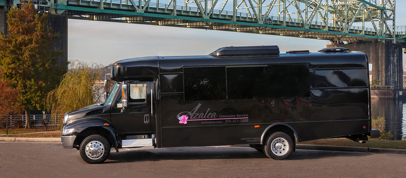 20 passenger Black Limo Bus